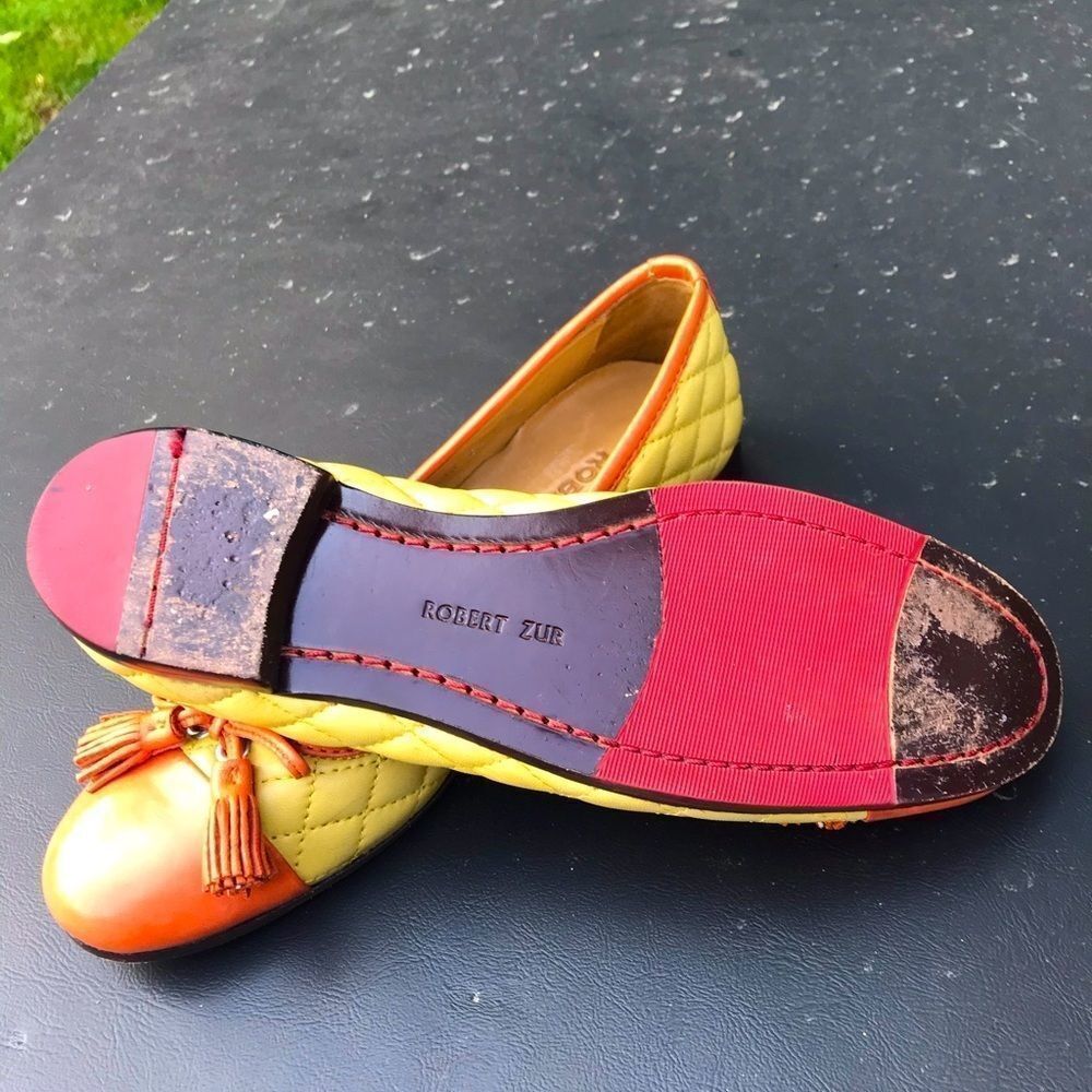 Robert Zur quilted yellow leather ballet flats - Picture 6 of 7